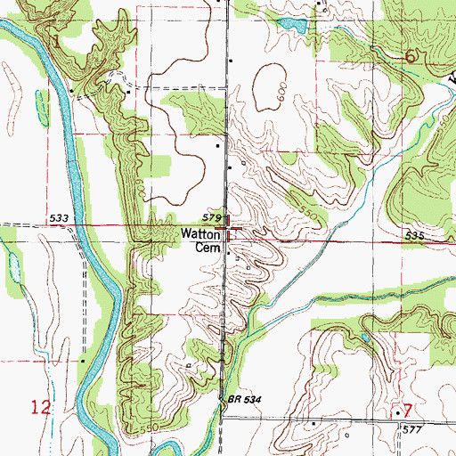 Topographic Map of Watton Cemetery, IL