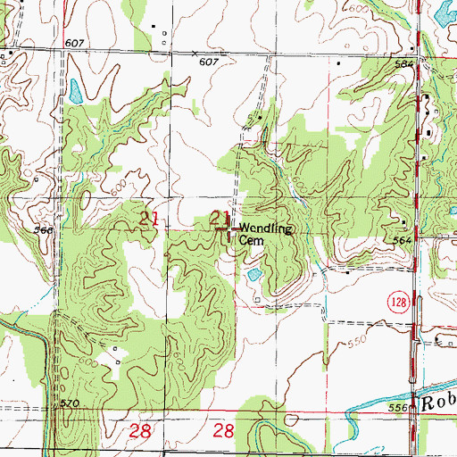 Topographic Map of Wendling Cemetery, IL
