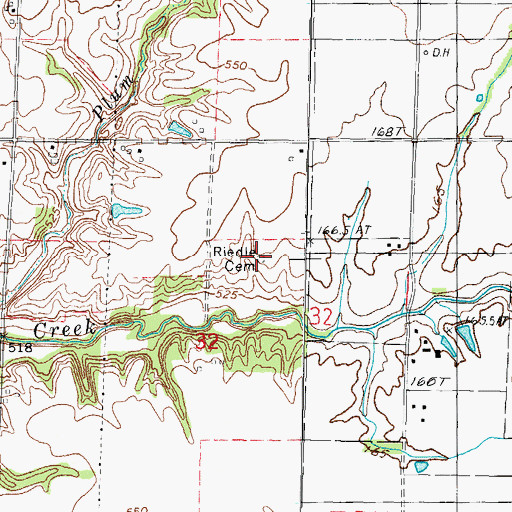 Topographic Map of Riedle Cemetery, IL