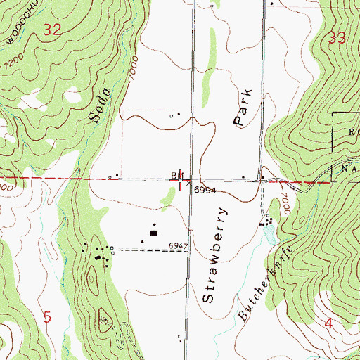 Topographic Map of Strawberry Park, CO