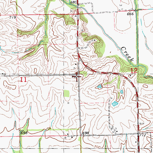 Topographic Map of Cork School (historical), IL