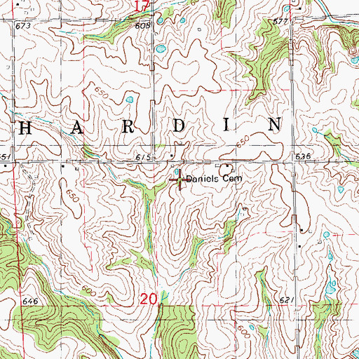 Topographic Map of Daniels Cemetery, IL