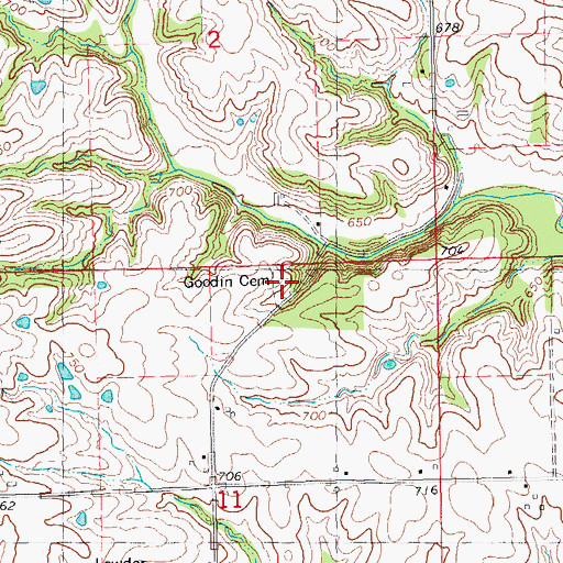 Topographic Map of Goodin Cemetery, IL