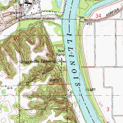 Topographic Map of Griggsville Landing, IL