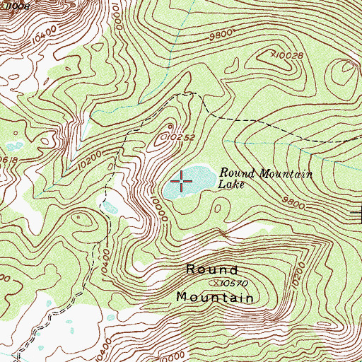 Topographic Map of Round Mountain Lake, CO