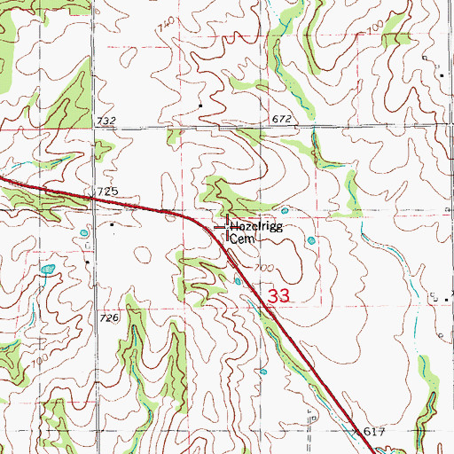 Topographic Map of Hazelrigg Cemetery, IL