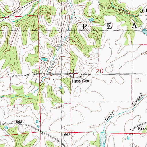 Topographic Map of Hess Cemetery, IL