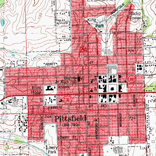 Topographic Map of Higbee Junior High School, IL