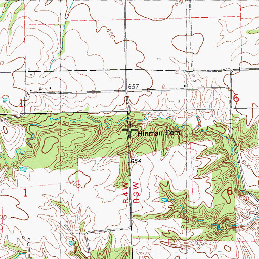 Topographic Map of Hinman Cemetery, IL