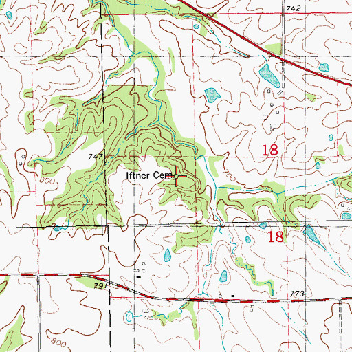 Topographic Map of Ifner Cemetery, IL
