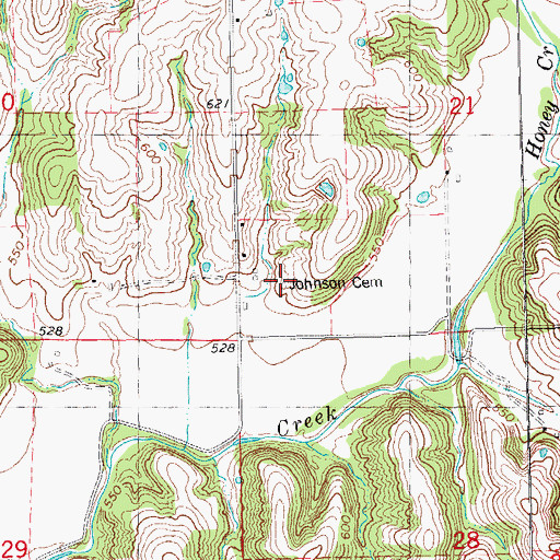 Topographic Map of Johnson Cemetery, IL