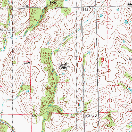 Topographic Map of Kent Cemetery, IL