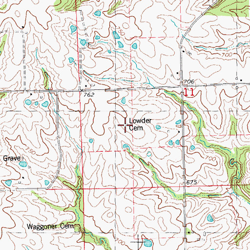 Topographic Map of Lowder Cemetery, IL