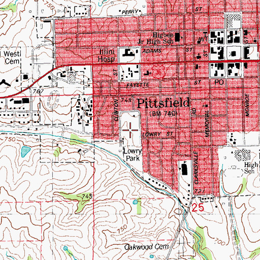 Topographic Map of Lowry Park, IL