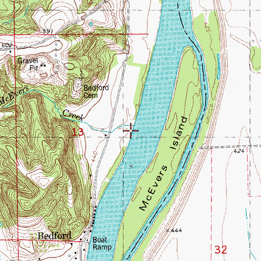Topographic Map of McEvers Creek, IL