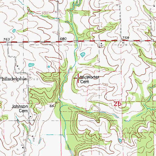 Topographic Map of McWorter Cemetery, IL