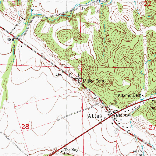 Topographic Map of Miller Cemetery, IL