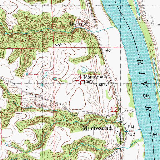 Topographic Map of Montezuma Cemetery, IL