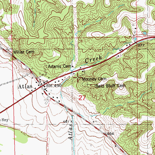 Topographic Map of Moomey Cemetery, IL