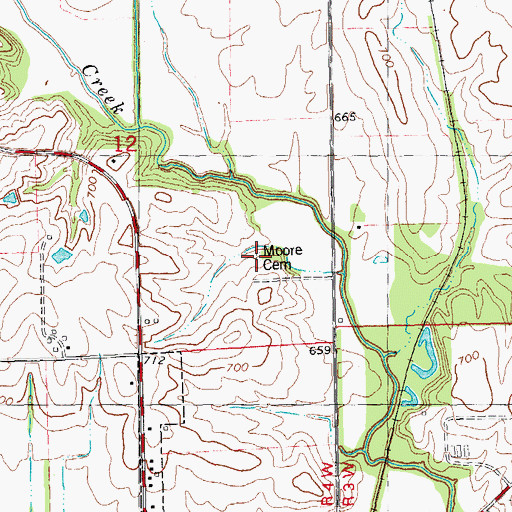 Topographic Map of Moore Cemetery, IL