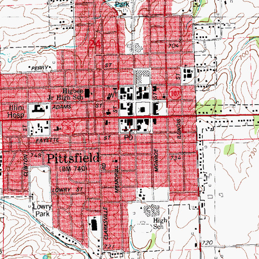 Topographic Map of Pittsfield Post Office, IL