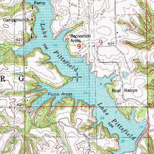 Topographic Map of Lake Pittsfield, IL
