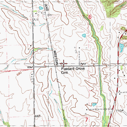 Topographic Map of Pleasant Grove Cemetery, IL