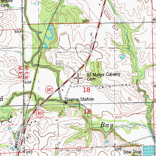 Topographic Map of Saint Mary's Catholic Cemetery, IL