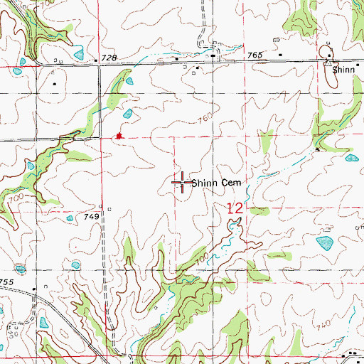 Topographic Map of Shinn Cemetery, IL