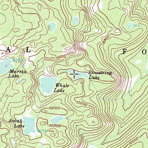 Topographic Map of Shoestring Lake, CO