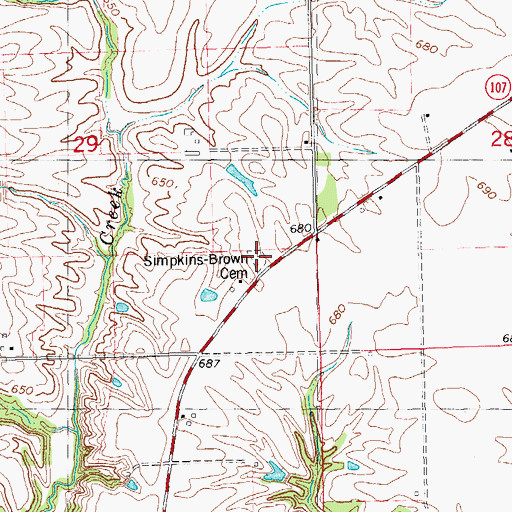 Topographic Map of Simpkins-Brown Cemetery, IL