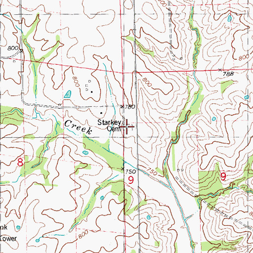 Topographic Map of Starkey Cemetery, IL