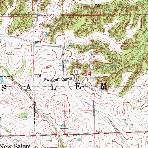 Topographic Map of Swiggett Cemetery, IL