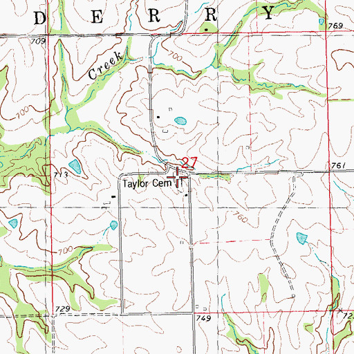 Topographic Map of Taylor-Martin Cemetery, IL