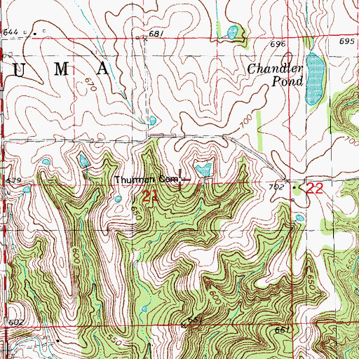 Topographic Map of Thurman Cemetery, IL