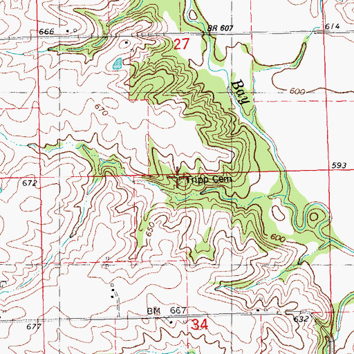 Topographic Map of Tripp Cemetery, IL