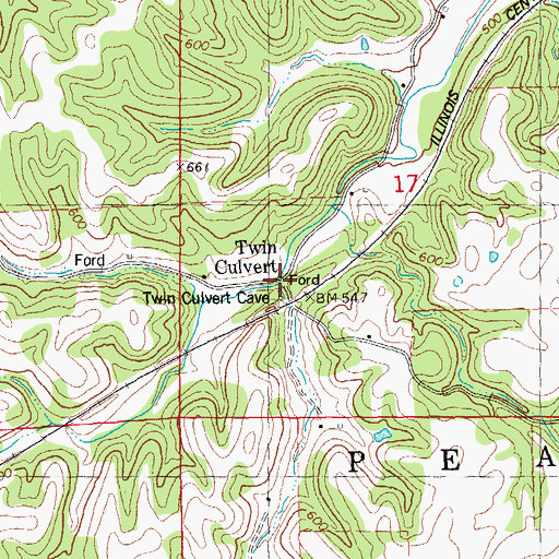 Topographic Map of Twin Culvert, IL