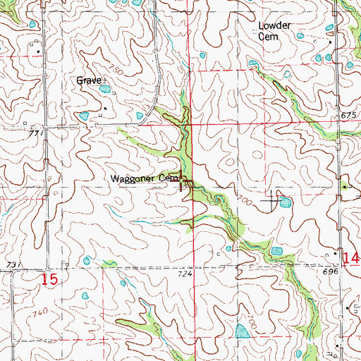 Topographic Map of Waggoner Cemetery, IL