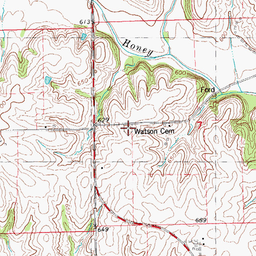 Topographic Map of Watson Cemetery, IL