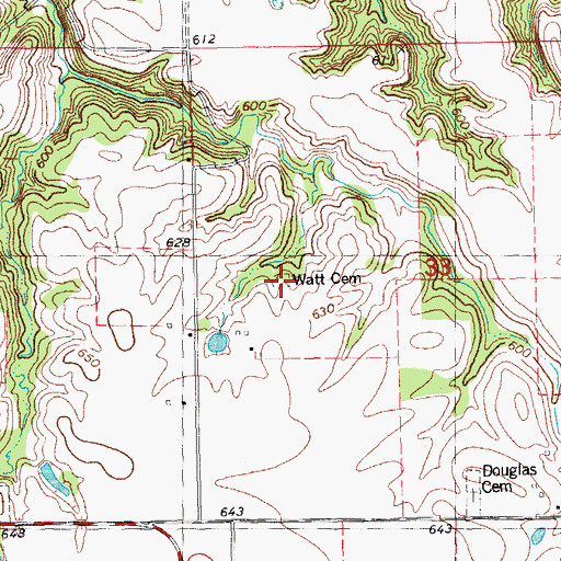 Topographic Map of Watt Cemetery, IL