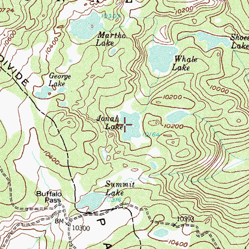 Topographic Map of Jonah Lake, CO