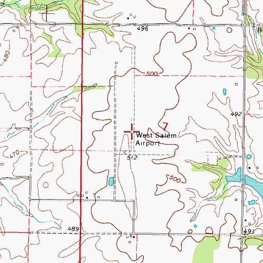 Topographic Map of West Salem Airport (historical), IL