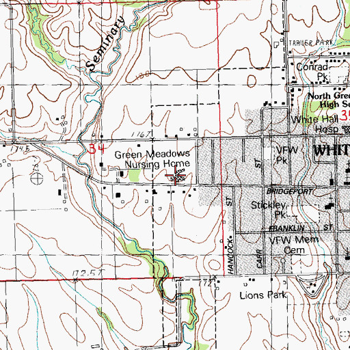 Topographic Map of Green Meadow Nursing Home, IL