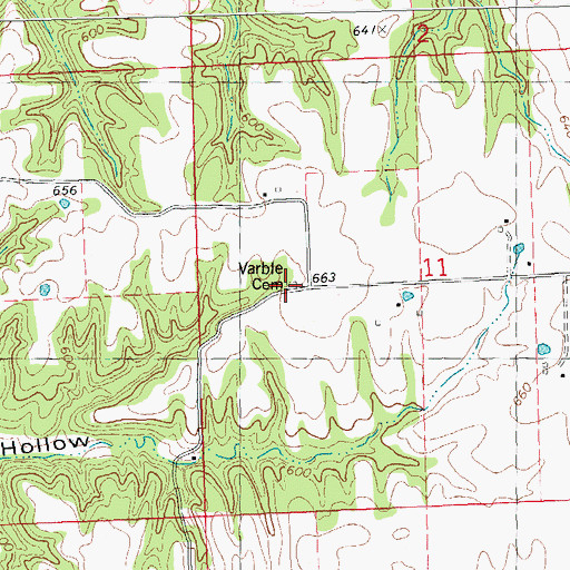 Topographic Map of Varble Cemetery, IL