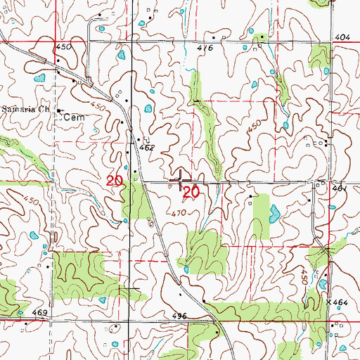 Topographic Map of Severns School (historical), IL