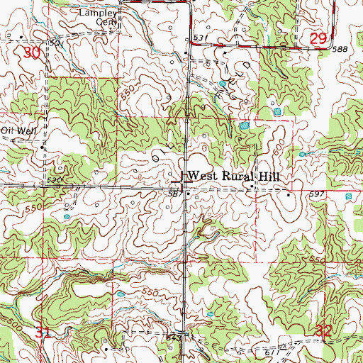 Topographic Map of Rural Hill School (historical), IL