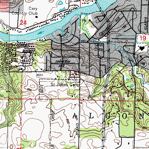 Topographic Map of Bohemian Church, IL