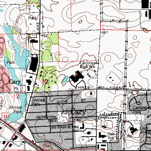 Topographic Map of Cary-Grove Community High School, IL