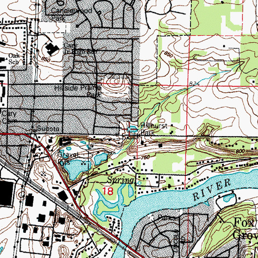 Topographic Map of Hillhurst Park, IL
