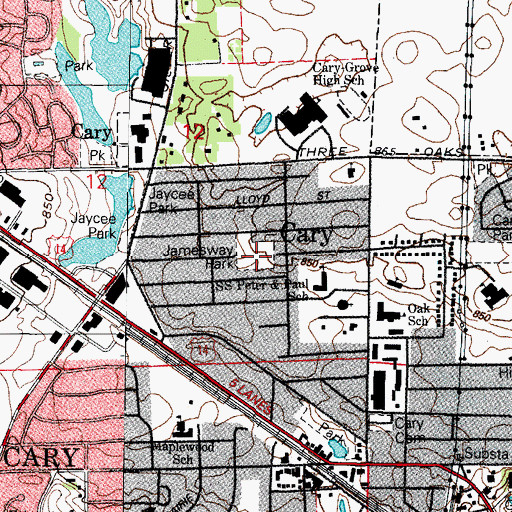 Topographic Map of Jamesway Park, IL